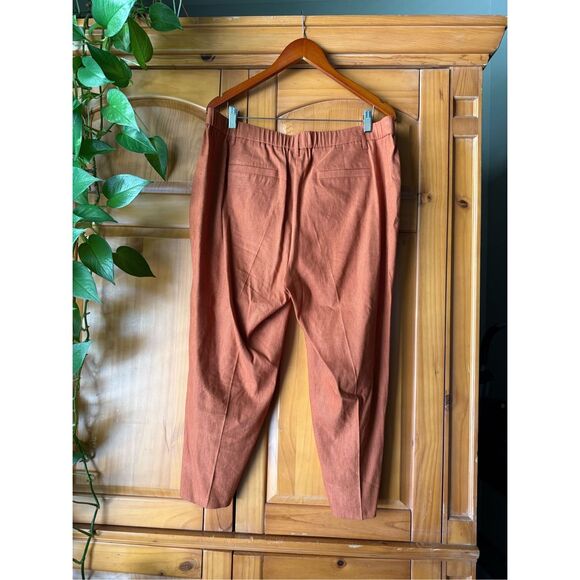 J.Jill Women’s Linen Blend Stretch Cropped Pants Rust Colored SZ XL - Picture 7 of 13